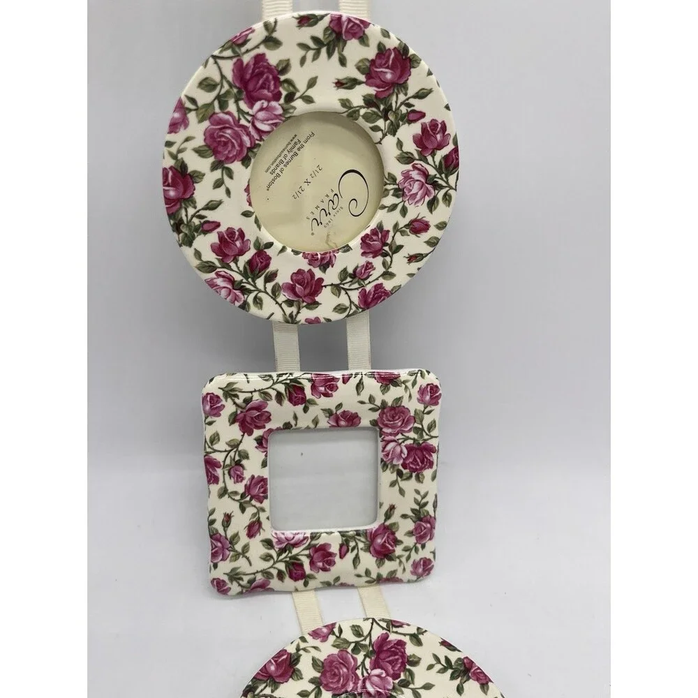Carr Hanging Photo Frame 4x Pink White Floral Burnes of Boston Cottagecore Decor